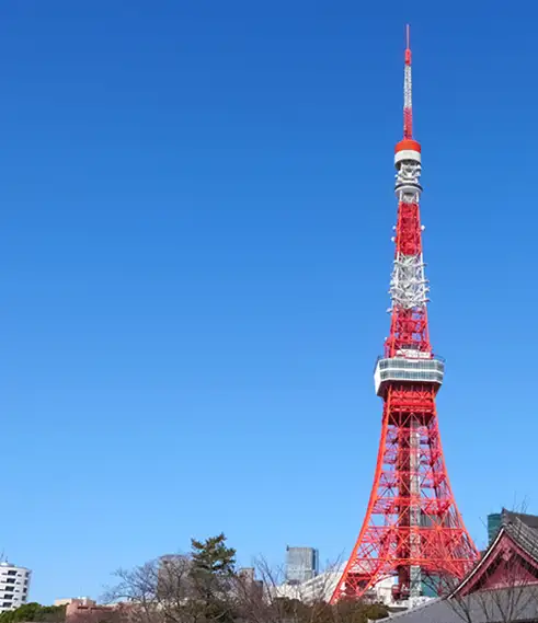 Tokyo Tower seen beyond Zojoji Temple